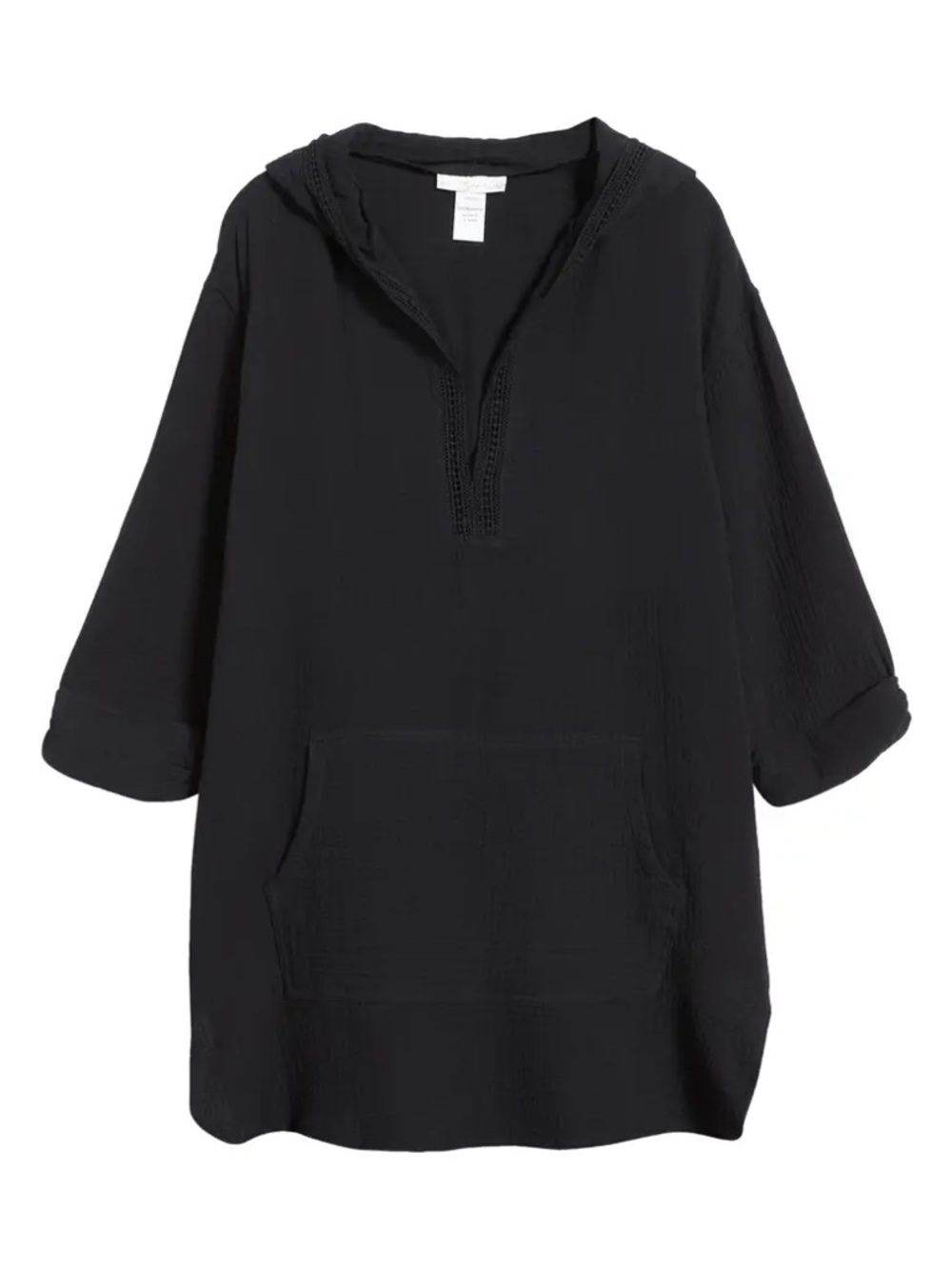 La Blanca Black 100% Cotton Swim Coverup with Hood